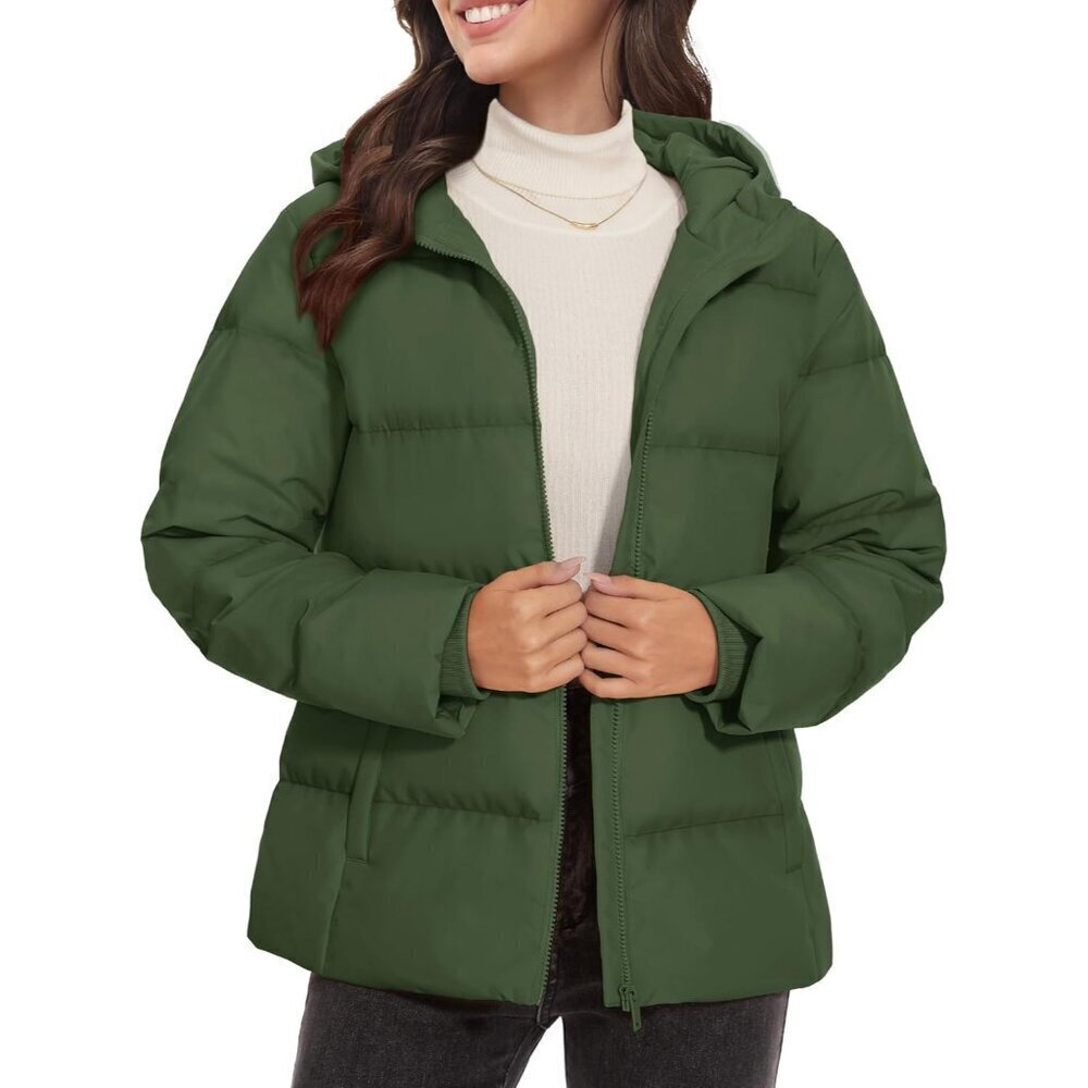 Women's Down Puffer Jacket with Hood Lightweight Thermal Quilted Coat with Pocke